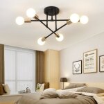 Sno sputnik lustre 6 lumires moderne plafonnier lustre noir e27 plafonnier industriel luminaire suspension ...