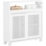 Sobuy armoire wc bzr119 - w roulante - 2 portes coulissantes en ploy rotin 65 x 20 x 70