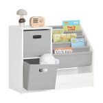 Sobuy biblioth�que enfants kmb76 - w organisateur jouets et livres 2 paniers 5 �tag�res et 1 compartiment ...