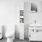 Meuble colonne de salle de bain sobuy - avec 4 tagres rglables 1 tiroirs et 2 portes - blanc l20xp20xh180cm ...
