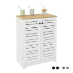 Meuble bas salle de bain sobuy bzr41 - w placard de rangement - 2 portes persiennes - l60xp30xh82cm Meuble bas salle de bain sobuy bzr41 - w placard de rangement - 2 portes persiennes - l60xp30xh82cm