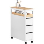 Sobuy bzr54 - w meuble bas salle de bain troit sur roulettes rangement wc compact 1 plateau amovible ...