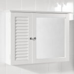 Sobuy bzr55 - w meuble haut de salle de bain armoire suspendue avec porte miroir commode meuble de rangement ...