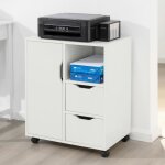 Support imprimante sobuy fbt105 - w - roulant organiseur bureau mobile caisson avec tiroirs et porte