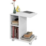 Sobuy fbt48 - w bout de canap table dappoint moderne roulante avec 2 tagres de rangement