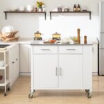 Sobuy chariot de cuisine avec plateau en acier inox 2 tiroirs placard et �tag�re lat�rale meuble � roulettes ...