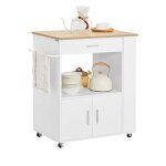 Sobuy desserte de cuisine  roulettes avec tiroir portes et tagres latrales meuble de rangement blanc ...