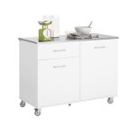 Sobuy fkw117 - w desserte de cuisine sur roulettes avec plan de travail tiroir et 2 portes blanc 120x56x90 ... Sobuy fkw117 - w desserte de cuisine sur roulettes avec plan de travail tiroir et 2 portes blanc 120x56x90 ...