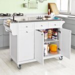 Desserte cuisine xxl 1074895 inox 3 tiroirs armoire 2 niveaux porte?torchon porte?couteau 4 roulettes ...