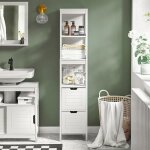 Sobuy meuble colonne salle de bain armoire haute wc avec 4 �tag�res & 2 tiroirs blanc 30x144x30 cm
