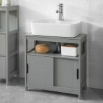 Sobuy frg128 - sg meuble sous - lavabo meuble de salle de bain vasque - 1 tage et 2 portes coulissantes ...