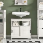 Sobuy frg128 - w meuble sous - lavabo meuble de salle de bain vasque - 1 tage et 2 portes coulissantes ...