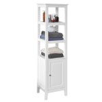 Sobuy colonne de salle de bain haute meuble de rangement avec 4 tagres ouvertes et 1 porte blanc 40x33x150cm ...