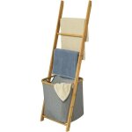 Sobuy frg263 - n porte - serviettes support pour serviettes sans perage avec 1 panier  linge amovible ...