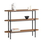 Sobuy fsb67 - ws table console avec 2 compartiments �tag�res ? 110 x 25 x 86 cm couleur noyer et noir ...