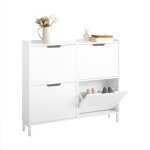 Meuble  chaussures 4 abattants sobuy rangement vertical 19 paires mdf blanc design moderne idal entre ...