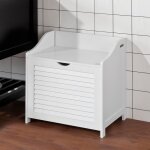 Sobuy panier  linge avec sac amovible banc de rangement salle de bain coffre polyvalent en bois mdf ...