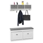Sobuy fsr64 - w + frg282 - w set de banc de rangement avec coussin rembourr� 2 abattants + meuble dentr�e ...