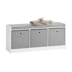 Sobuy fsr65 - dg banc de rangement avec coussin rembourr� et 3 paniers meuble bas entr�e commode � chaussure ...