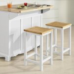 Sobuy fst29 - wnx2 lot de 2 chaises tabourets de cuisine en bois avec repose - pieds