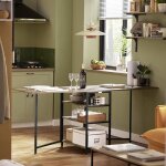 Sobuy fwt62 - n table pliante avec 2 abattants et 3 tagres de rangement table de cuisine rabattable ...