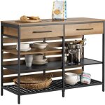 Sobuy buffet industriel cuisine avec �tag�res tiroirs et range - bouteilles meuble micro - ondes 120x91x45cm ...