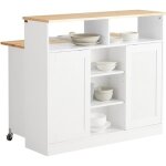 Sobuy buffet de rangement cuisine avec portes coulissantes et plan de travail extensible 6 tagres 110x66x97 ...