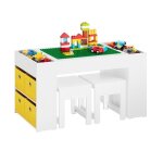 Sobuy kmb75 - w ensemble table de construction et 2 chaises pour enfant - table 87 x 50 x 50 cm - blanc ...