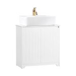 Sobuy meuble sous lavabo 60x30x60 cm meuble sous vier et vasque avec 2 portes mdf bois massif blanc