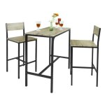 Sobuy ensemble table haute + 2 chaises compact gain de place mdf e1 & mtal idal petit espace ogt03?n ...