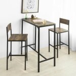 Sobuy ogt03 - xl lot table et chaises de bar de style industriel ensemble table de bar + 2 chaises table ...