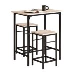 Sobuy ogt10 - n lot table et 2 tabourets de bar ensemble table de bar bistrot + 2 chaises avec repose ...