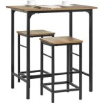 Sobuy ogt10 - pf lot table et 2 tabourets table haute cuisine 80 x 50 x 87 bois fonc