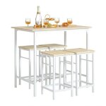 Sobuy ensemble table haute avec 4 tabourets mange debout compact style industriel cuisine salon balcon ...
