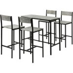 Table de cuisine mange debout avec 4 tabourets ensemble table bar cuisine style industriel compact gris ...