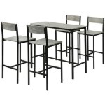 Sobuy ensemble table de bar mange - debout + 4 tabourets style bistrot pour cuisine salon salle  manger ...