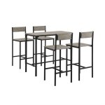 Sobuy set table haute + 4 tabourets 39x42x96?cm ensemble bistrot mange - debout style industriel cuisine ...