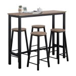 Set de table haute + 4 tabourets de bar avec repose - pieds sobuy ensemble mange - debout cuisine noir ...