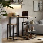 Sobuy ogt43 - f lot table et 2 tabourets de bar ensemble table de bar + chaises de bar pour balcon cuisine ...