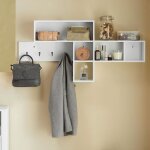 Sobuy porte - manteau tagre murale ? meuble d?entre suspendu avec 5 compartiments et 4 crochets mtal ...