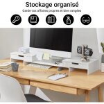 Sobuy support �cran pc r�glable avec 2 tiroirs ? rehausseur ordinateur portable et moniteur ergonomique ...