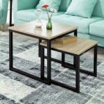 Sobuy tables basses gigognes fbt42 - n set de 2 design industriel bois et métal noir Sobuy tables basses gigognes fbt42 - n set de 2 design industriel bois et métal noir