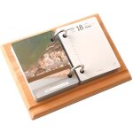 Socle en bois verni - locau - 2 anneaux en m�tal - coloris naturel - pour bloc �ph�m�ride