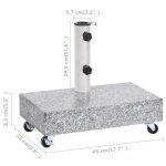 Socle de parasol - vingvo - granite fas - gris clair - 45x25x83 cm - 25 kg avec roulettes