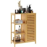 Sogeshome - meuble de salle de bains - meuble de rangement en bambou - avec 3 �tag�res et 1 portes � ...