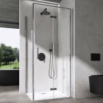 Sogood® cabine de douche en angle receveur de douche compris 100x100x195cm porte pliante en verre transparant ... Sogood® cabine de douche en angle receveur de douche compris 100x100x195cm porte pliante en verre transparant ...