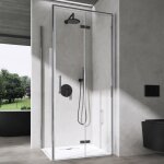 Sogood® cabine de douche en angle receveur de douche compris 90x100x195cm porte pliante en verre transparant ... Sogood® cabine de douche en angle receveur de douche compris 90x100x195cm porte pliante en verre transparant ...