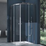 Sogood cabine de douche avec bac  douche blanc porte coulissante en quart de cercle 100x100x190 cm ...