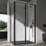 Sogood� cabine de douche rectangulaire 90x120 cm noir porte pivotante verre transparent de 8mm ravenna66k ...