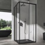 Doporro cabine de douche transparent en angle 140x90 paroi de douche avec portes coulissantes ravenna16k ...